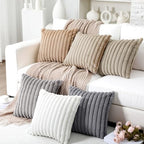 Mixweer 6 Pcs Neutral Faux Fur Plush Throw Pillow Covers 18x18 Inch - Image 6