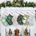 GEXWORLDWIDE GEX New Personalized Christmas Stockings 6 Pack Embroidery Custom Name for Family 20" Large Farmhouse Stockings Green Plush Felt Sequins Fireplace Decorations Hanging Ornament (6 Pack) by GEXWorldwide