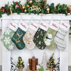 GEXWORLDWIDE GEX New Personalized Christmas Stockings 6 Pack Embroidery Custom Name for Family 20" Large Farmhouse Stockings Green Plush Felt Sequins Fireplace Decorations Hanging Ornament (6 Pack) by GEXWorldwide