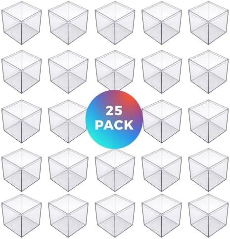 25-Pk Clear Acrylic Boxes with Lids, 4x4x4in, Candy, Party Favors & Gifts - Image 2