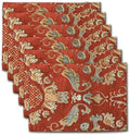 Extra Luxury Dinner Placemats Set of 6,with Vintage Damask Jacquard Design for Dining Room,Living Room,Home Decor,Elegant Beaded Tapestry (X-Red, 6 Piece 13×18 Placemats) by NYSMXF