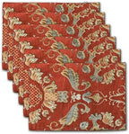 Extra Luxury Dinner Placemats Set of 6,with Vintage Damask Jacquard Design for Dining Room,Living Room,Home Decor,Elegant Beaded Tapestry (X-Red, 6 Piece 13×18 Placemats) by NYSMXF