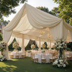 10 Panels 5ft(W) x 20ft(H) Beige Ceiling Drapes for Wedding Parties - Image 4
