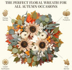 zjlmit 22" Fall Wreaths for Front Door with Pumpkin Sunflower Maple Leaf - Image 6