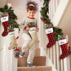 Tatuo 12 Pack Christmas Burlap Stockings Hanging,Light Brown, Red Black - Image 7