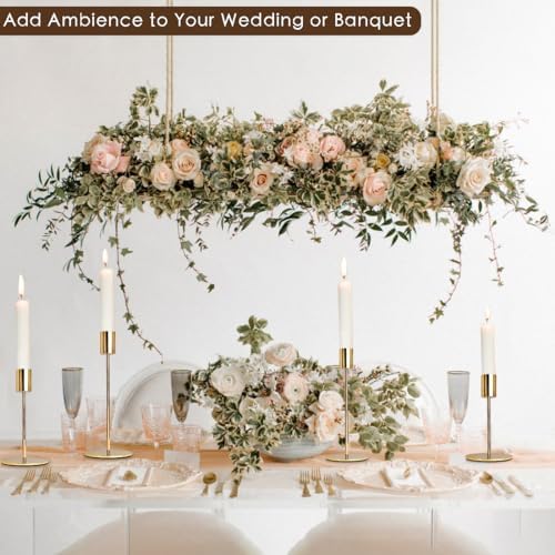 Gold Candlestick Holders - Bulk Decorative Metal Candelabra for Taper Candles - Fit 0.8 Inch Diameter - Gold Taper Candle Stands for Wedding Home Party Table Decor (Set of 18) - Image 5