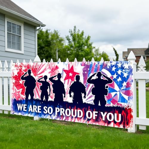 Patriotic Soldier Salute Garage Door Banner 6x13FT American Flag Military Decor Waterproof Outdoor Decoration for Veterans Day Independence Day Memorial Day Fourth of July Holiday Decor - Image 5
