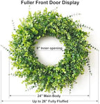 26 Inch Artificial Eucalyptus Wreath for Front Door, Year-Round Greenery, UV & Weather Resistant - Image 4