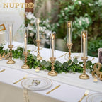 NUPTIO Hurricane Candle Holders, Set of 6 Gold Taper Holders with Glass - Image 3
