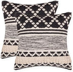 · REDEARTH · Textured Handwoven Throw Pillow Cases - Mosaic Trellis Black by REDEARTH