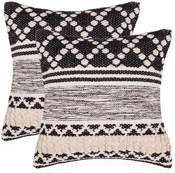 · REDEARTH · Textured Handwoven Throw Pillow Cases - Mosaic Trellis Black by REDEARTH