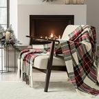EverGrace Chenille Christmas Throw Blanket, 50"x60", White Stewart Plaid by EVERGRACE