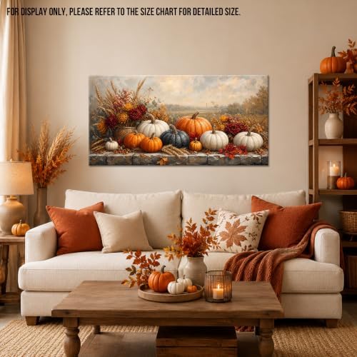 WAXWHELK Pumpkin Fall Canvas Wall Art, Autumn Thanksgiving Harvest Painting Pictures Rustic Farmhouse Artwork for Kitchen Living Room Bedroom Home Decor (30"x60") - Image 2