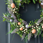 Glitzhome 22" D Easter Wreath with Artificial Easter Eggs Berries and Lavender for Front Door Wall Decor, Spring Easter Garland with Colored Eggs Berries Holiday Decoration - Image 5