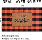 Orange and Black Plaid Rug, 3' x 5' Fall Outdoor Front Door Decor Mat, Cotton Washable Hand-Woven Rug for Layered Doormat, Autumn Halloween Thanksgiving Carpet for Porch, Entryway - Image 2
