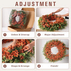 32" Large Artificial Eucalyptus Silk Flower Wreath for Outdoor(Fall Orange) - Image 5