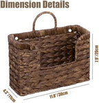 Set of 2 Magazine Holder Wall Basket Water Hyacinth Woven Mail Organizer, Wicker Wall Hanging Baskets for Magazines, Letters & Storage Decorative Mail Holder, Magazine Rack, Hanging Basket, Coffee - Image 2