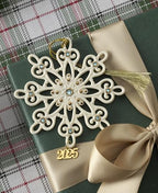 Lenox Ornament, 2025 Gemmed Snowflake Ornament, Porcelain with Gold Accents and Blue Gemstones, Christmas Tree Decorations, Christmas Decoration, Gold Cord for Hanging Included (Cream, 1 Piece) - Image 3
