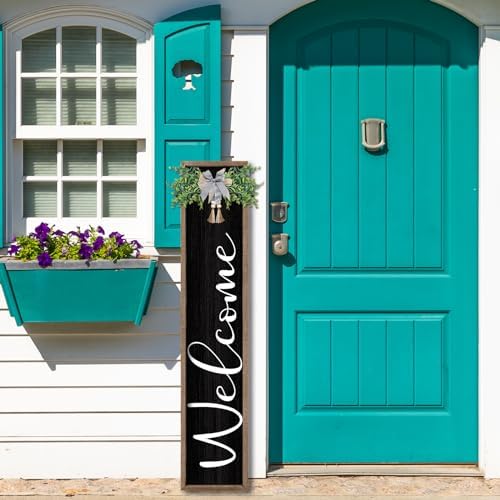 flowtorely Outdoor Welcome Sign, 45"×9", Wood Black - Image 6