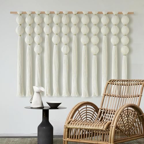 Macrame Wall Hanging Ball Boho Wall Decor Fiber Art Handmade 47"W*32"L - Image 3