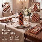 Urban Villa Cloth Napkins Cotton 12x12 (Set of 12) Orange/Black - Image 2