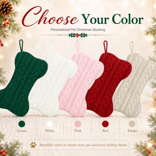 Personalized Dog Christmas Stockings, Custom Name Bone Shaped Pet Stocking - Image 5
