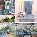 16 Pack Dusty Blue Cheesecloth Table Runner 20 x 120 inch Gauze Table Runners 10 FT Long,Semi Sheer Boho Cheese Cloth Fabric Table Runner Bulk for Wedding,Party,Baby Shower,Bridal Shower Decoration - Image 4
