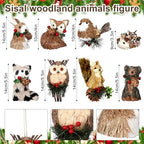 Vercraft 8 Pack Woodland Animal Xmas Ornaments Sisal Straw Rustic, Classic - Image 2