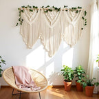 guzhiou large macrame wall hanging - Boho Tapestry Macrame Wall Decor Art- Chic Bohemian Handmade Woven Tapestry Home Decoration for Bedroom Living Room Apartment Wedding Party - 43"x32" (with Ivy) - Image 3