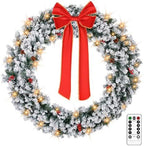 VINGLI 60" Extra Large LED Christmas Wreath with 220 Warm White Lights by VINGLI