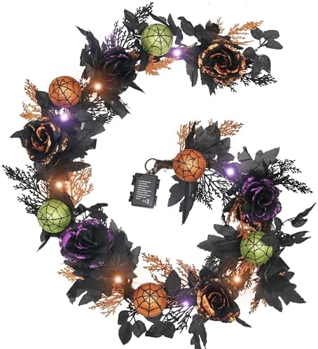 Valery Madelyn 6ft Pre-Lit Halloween Garland for Mantle Party Decorations by ValeryMadelyn
