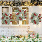 6 Pcs Christmas Artificial Christmas Eucalyptus 10 Inch Greenery Wreath for Front Door Cabinets Indoor Outdoor Wall Decor Christmas Wall Home Kitchen Porch Window Decoration - Image 5