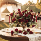 Auihiay 60PCS Burgundy Artificial Roses Bulk, Velvet Silk Fake Roses - Image 6