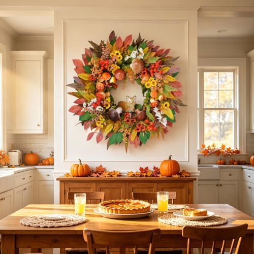 Fall Wreaths for Front Door 24 Inch Whimsical Fox Fall Foor Wreath - Image 6