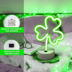 Shamrock Neon Sign, St. Patrick's Day Decorations with USB/Battery Powered, LED Clover Lucky Green Neon Lights for Man Cave Bar Pub Home Party Room Wall Decor (Shamrock With Holder Base, 2 Shamrock) - Image 3