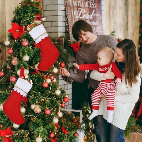 36 Pcs 17" Felt Christmas Stocking Bulk, Red Christmas Socks Bulk with White Cuff Golden Trim, Christmas Hanging Ornaments Xmas Decoration for Mantel Door Window Holiday Home Décor - Image 7
