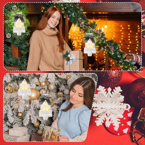 Therwen 2 Pcs Christmas Stocking Holders Lantern, LED, Snowflakes, White - Image 5