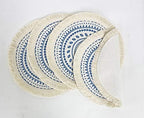 Fennco Styles Boho Geometric Fringe Decorative Cotton Placemats 13-inch Round, Set of 4 - Blue Heat Resistant Insulation Table Mats for Home Decor, Dining Table, Banquets and Special Events - Image 3