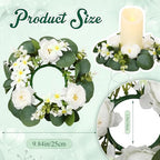 Zeyune 24 Pcs Candle Rings Bulk Artificial Eucalyptus Wreath Elegant - Image 2