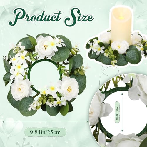 Zeyune 24 Pcs Candle Rings Bulk Artificial Eucalyptus Wreath Elegant - Image 2