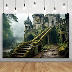 Leowefowa Mysterious Castle in The Forest Backdrop 12x8ft Ancient Magic Castle Fairy Tale Forest Photo Background Enchanted Forest Vintage Medieval Castle Photography Background Banner Vinyl - Image 5