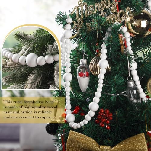 Boao Christmas Wooden Beads Garland, Christmas Tree Decor (White) - Image 4