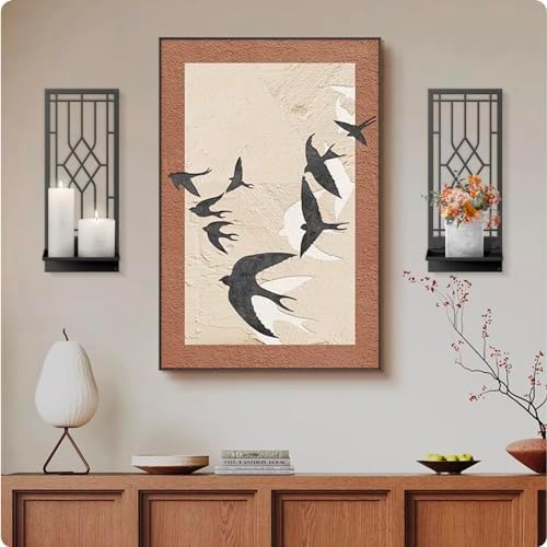 Wall Sconces Candle, Black Metal Wall Decor, Retro Wall Candle Holder for Living Room, Dining Room, Bedroom, Bathroom (2 Pack, 16.5 x 7 in) - Image 6