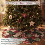 WinnerWhy 48" Vintage Christmas Quilted Patchwork Tree Skirt Farmhouse - Image 4
