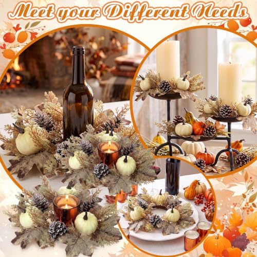 Umigy 6 Set Fall Candle Holders Glass Votive, Pumpkin, Light Color - Image 6