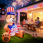 4 Ft Inflatable Uncle Sam Bear with USA 250th Anniversary Star Build-in LED Lights Blow up 4th of July Outdoor Decorations for Home Yard Lawn Garden Independence Day Memorial Day Decor - Image 3