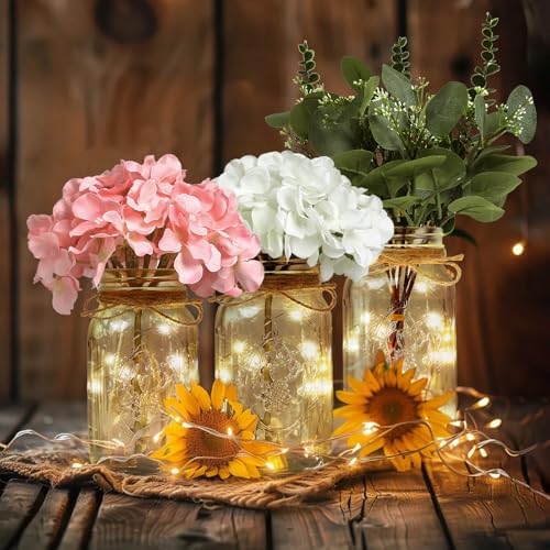 Set of 3 Mason Jar Lights, Plant Decorative Jars Vase Holiday Table Decor - Image 5
