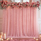 20x10ft Dusty Rose Tulle Backdrop Curtain with Lights String for Parites, Sheer Backdrop Curtains for Wedding Baby Shower Birthday Party Photo Shoot Decorations - Image 7