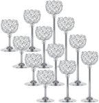 Silver Crystal Candle Holders Candlestick Holders - 4 Sets Tall Bling Bowl Candelabra Centerpieces for Dining Table, Wedding, Party & Fireplace Mantel Decor,12Pcs by Unknown