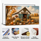 WAXWHELK Fall Canvas Wall Art Rustic Farmhouse Barn Painting Pictures with Pumpkins Mums and Gather Together Sign, Autumn Thanksgiving Home Decor Artwork for Living Room Bedroom, (12"x24") - Image 6